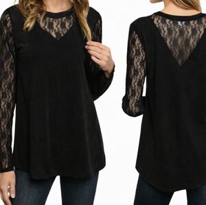 Loveriche NWT Stonewashed Lace Top Black Small